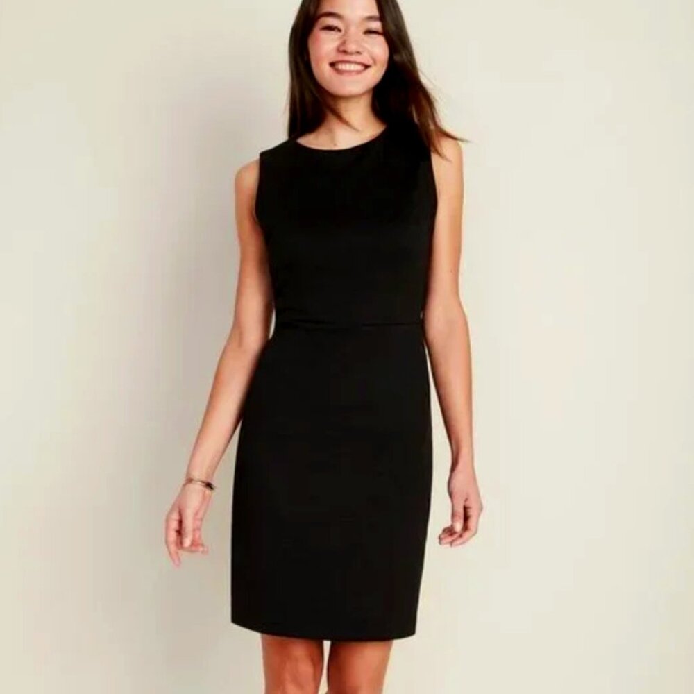 Old Navy Ponte-Knit Sleeveless Black Sheath Dress, Size: XS
